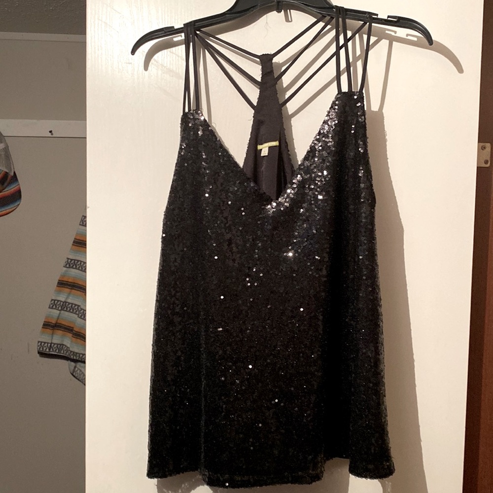 Black sequin dress shirt size large